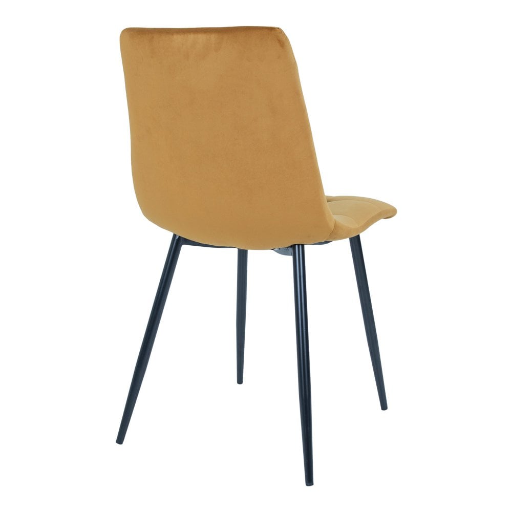 Middelfart Eetkamerstoel - Polyester Fluweel, Staal, Mosterdgeel - Set van 2