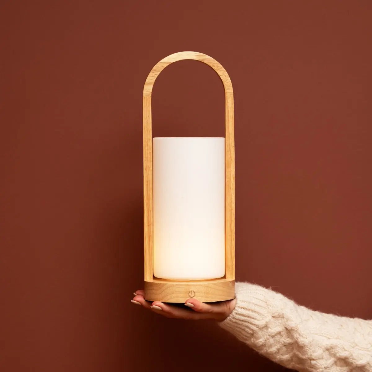 Evie Lichtbruine Oplaadbare Houten Tafellamp | Dimbaar, draadloos en 3 lichtmodi