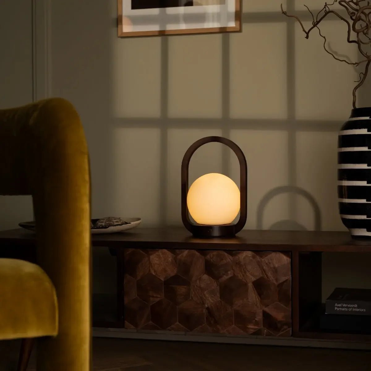 Skye Donkerbruine Houten Snoerloze Lamp | Oplaadbaar, dimbaar en 3 lichtmodi