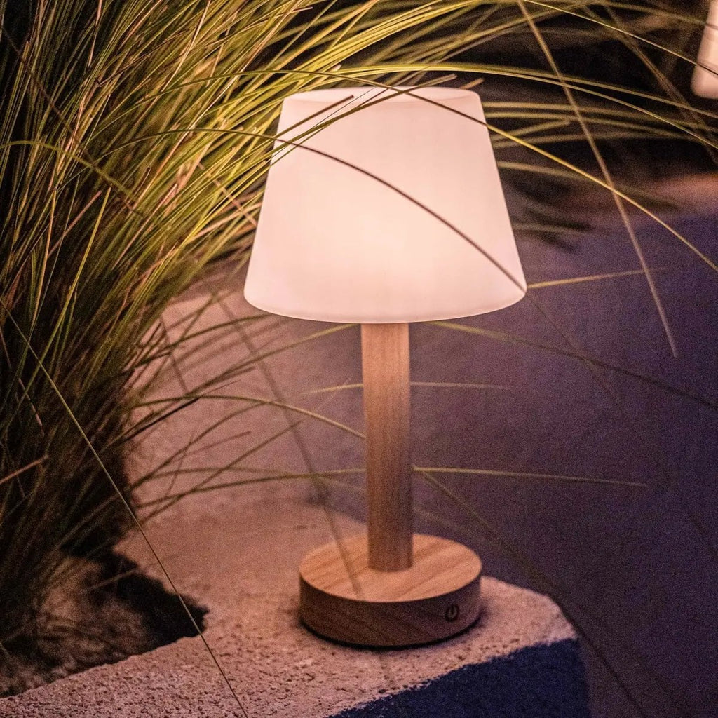Zoë Lichtbruine Houten Oplaadbare Tafellamp | Dimbaar, USB-C en tot 80 uur batterijduur