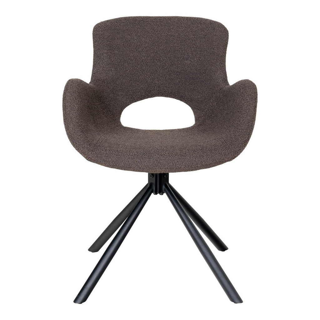 Amorim Eetkamerstoel - Paddestoel Bouclé, Zwart Draaivoet - Set van 2