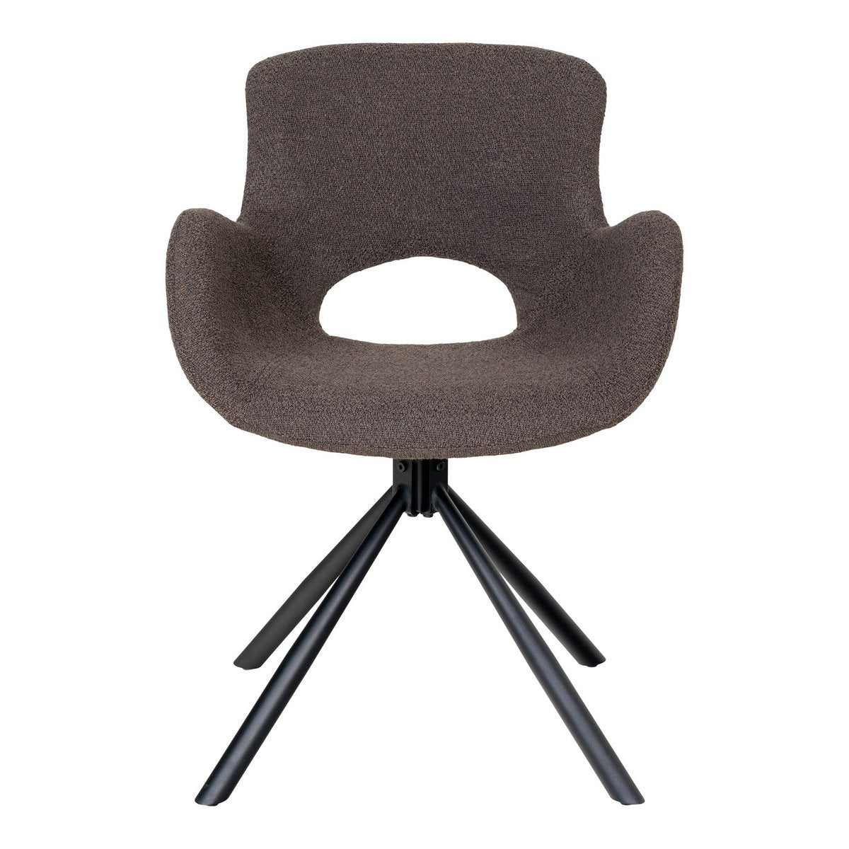 Amorim Eetkamerstoel - Paddestoel Bouclé, Zwart Draaivoet - Set van 2