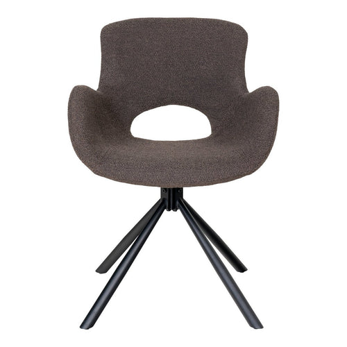 Amorim Eetkamerstoel - Paddestoel Bouclé, Zwart Draaivoet - Set van 2