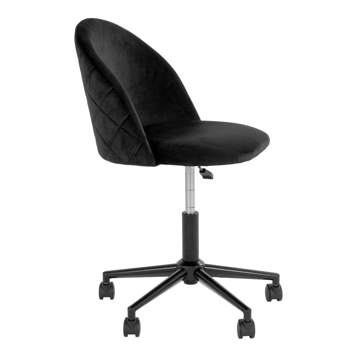 Geneve Bureaustoel - Zwart fluweel, zwarte poten, 55x55x73 cm