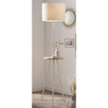 Vloerlamp met houten dienblad