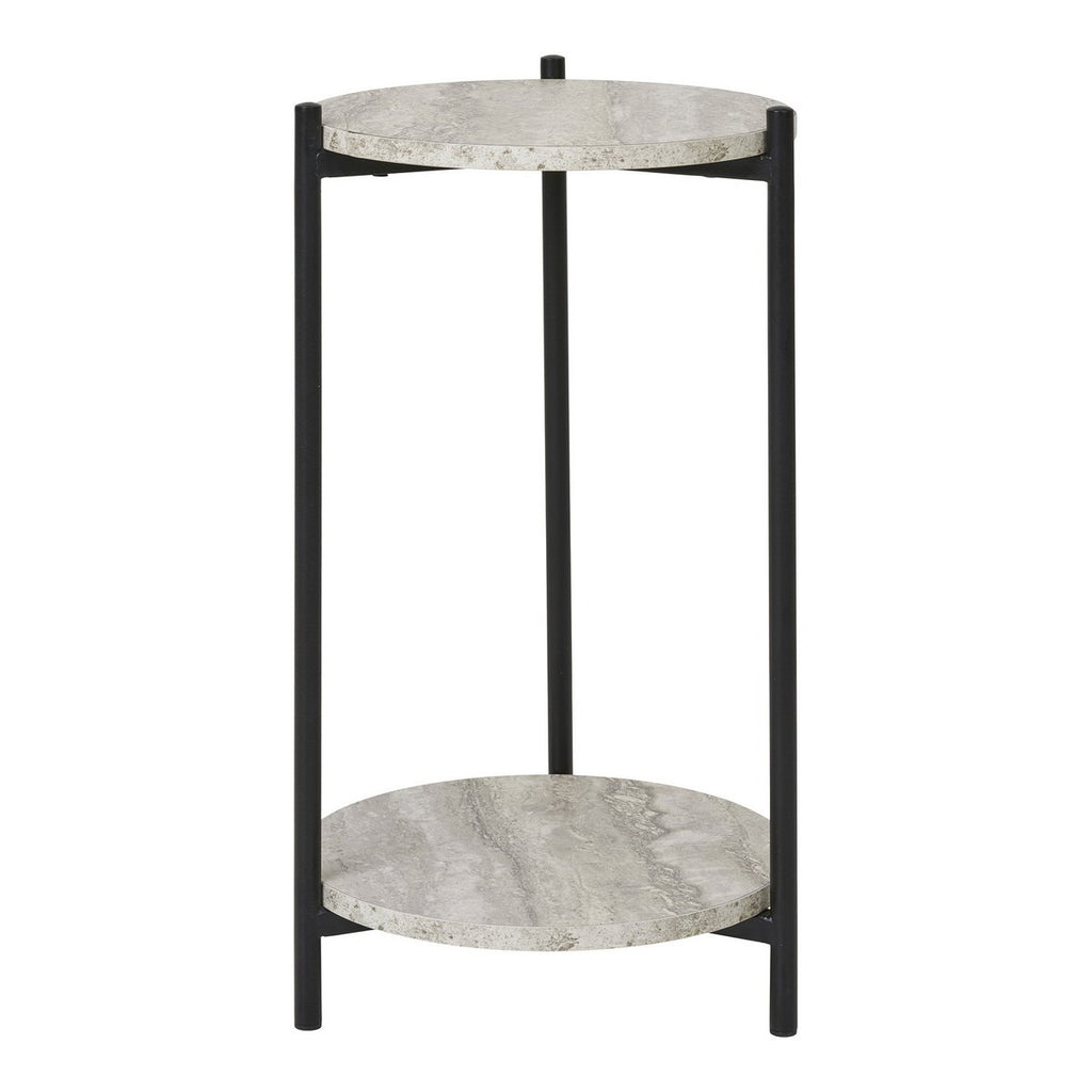 Leuven Bijzettafel - Zwart/Beige, Staal, MDF, Ø27x46cm