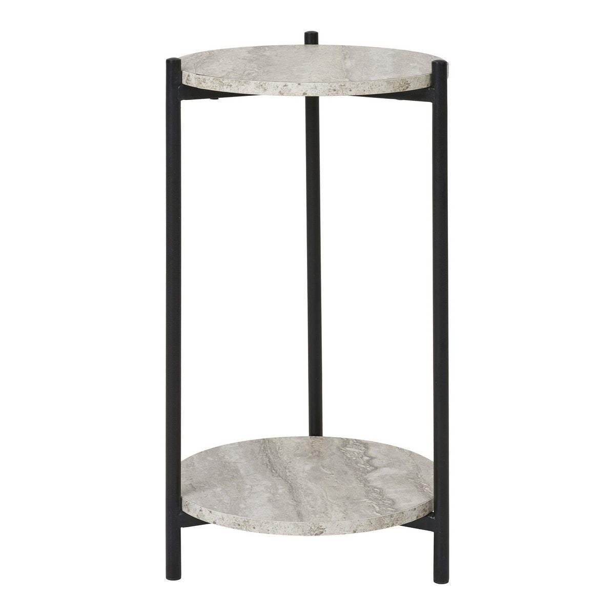 Leuven Bijzettafel - Zwart/Beige, Staal, MDF, Ø27x46cm