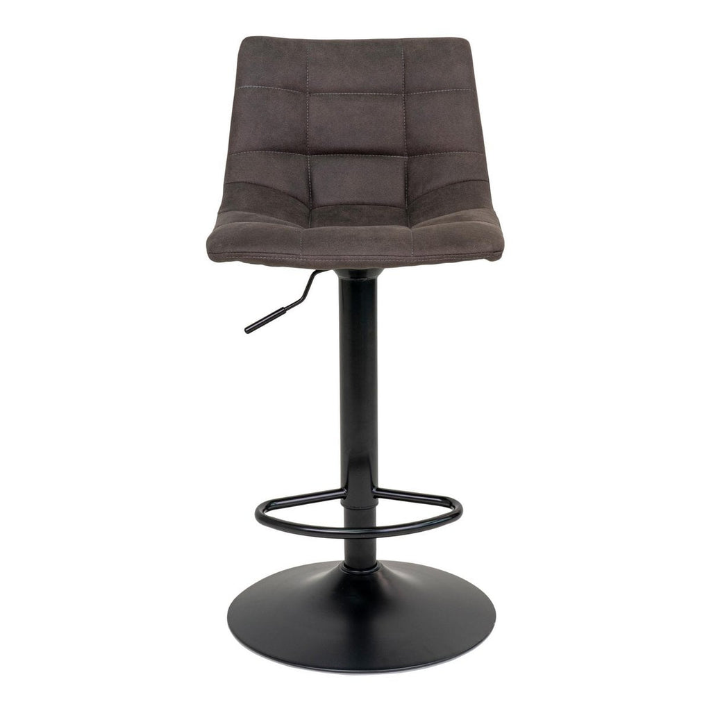 Middelfart Barstoel - Donkergrijs, Microvezel, Zwarte metalen poten, 43x43x88/108cm - set van 2