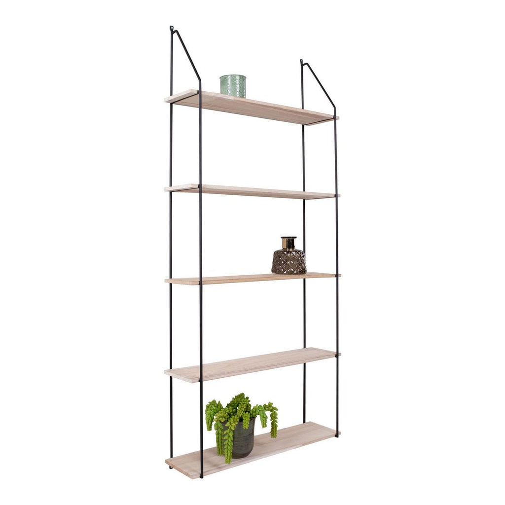 Eindhoven Plank - Zwart/Natuurlijk, Staal, Paulownia, 65x17x145cm