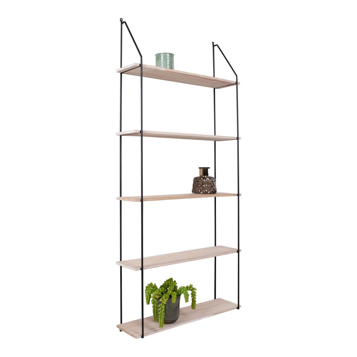 Eindhoven Plank - Zwart/Natuurlijk, Staal, Paulownia, 65x17x145cm