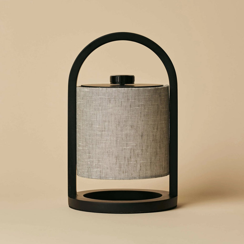 River Zwart & Grijs Houten Oplaadbare Lamp | Linnenmix, veelzijdig en tot 100 uur batterijduur