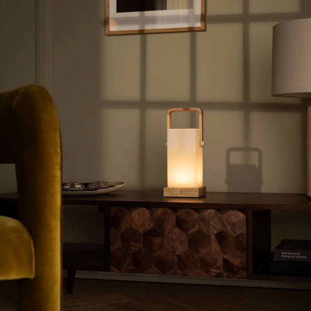 Harper Lichtbruine Houten Lamp | Draagbaar, oplaadbaar en veelzijdig