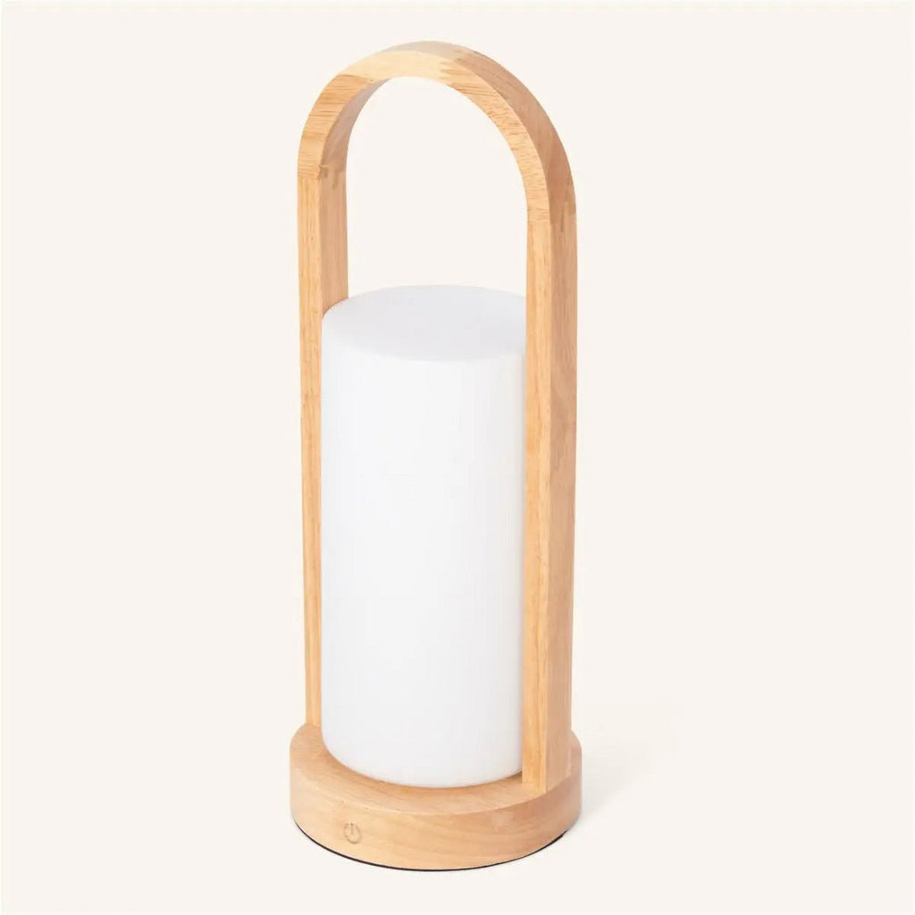 Evie Lichtbruine Oplaadbare Houten Tafellamp | Dimbaar, draadloos en 3 lichtmodi