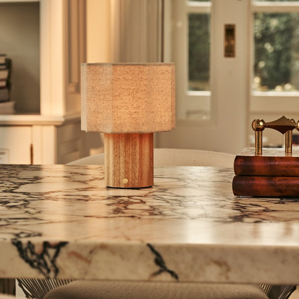 Eloïsa Light Brown Rechargeable Table Lamp | Linen Blend, Modular & Dimmable