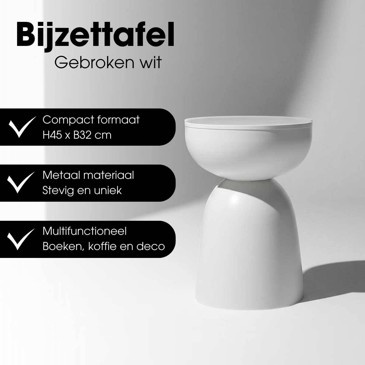 Bijzettafel Elliott Gebroken wit