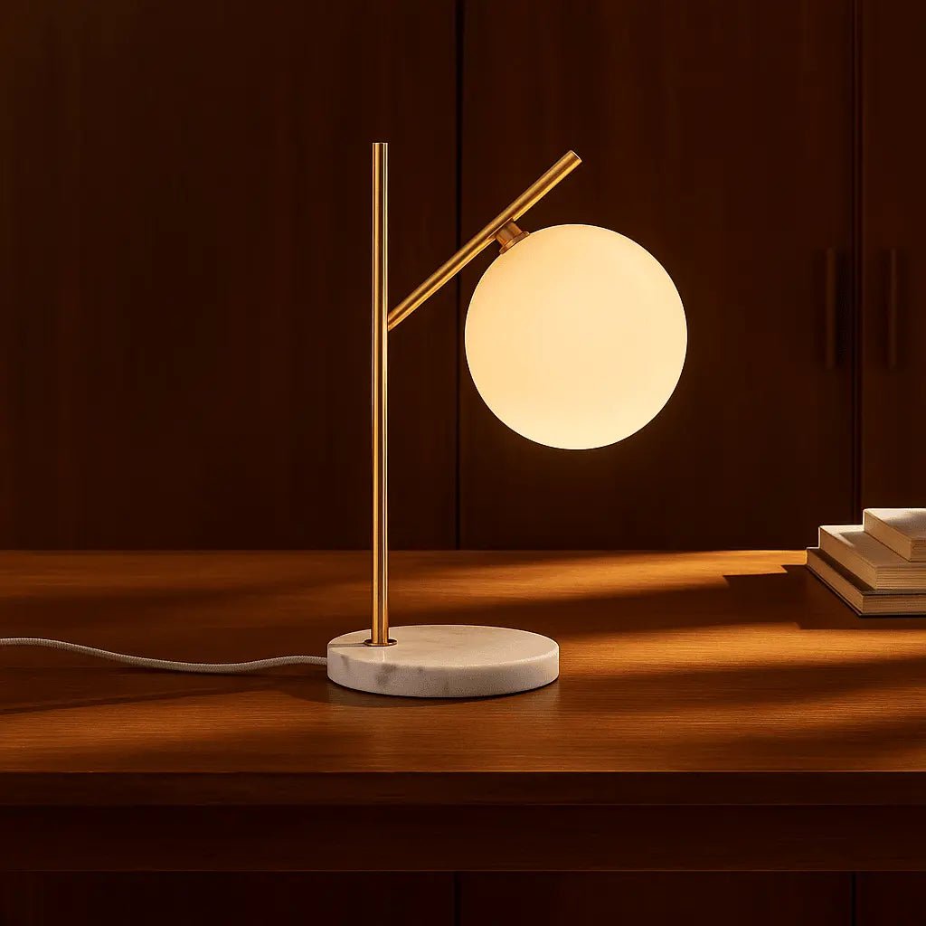 Madison marmeren lamp | Lamp van matglas en lamp met snoer