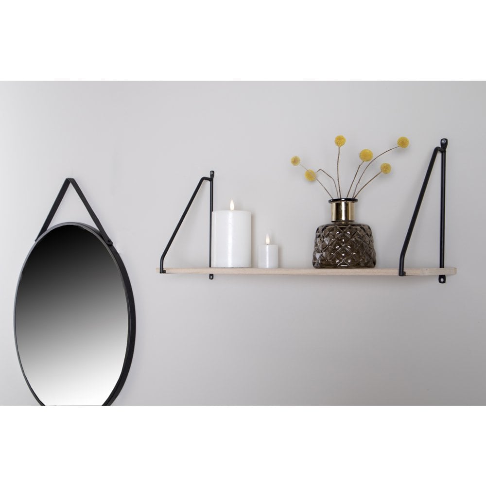 Arnhem Plank - Staal, Hout, Zwart/Natuurlijk - 65x17x27 cm