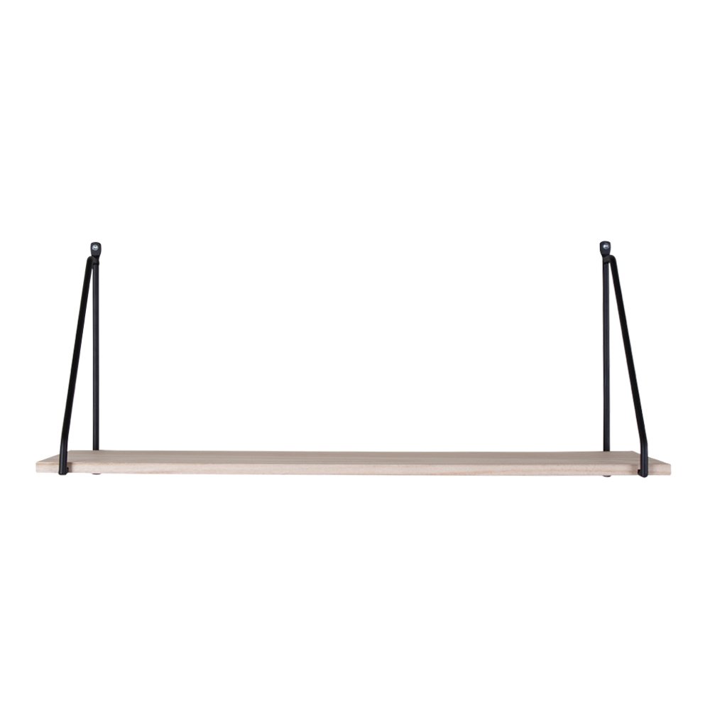 Arnhem Plank - Staal, Hout, Zwart/Natuurlijk - 65x17x27 cm