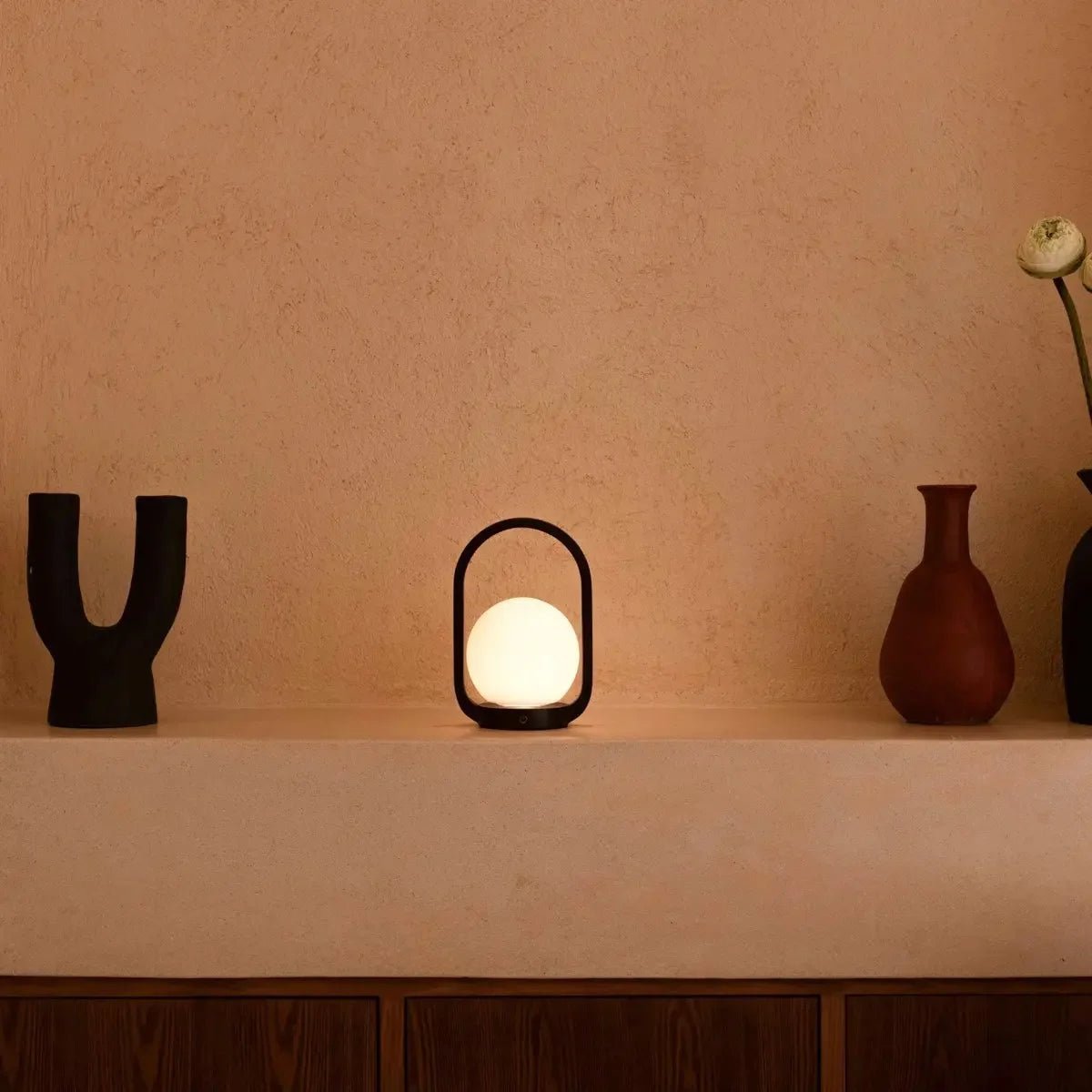 Skye Donkerbruine Houten Snoerloze Lamp | Oplaadbaar, dimbaar en 3 lichtmodi