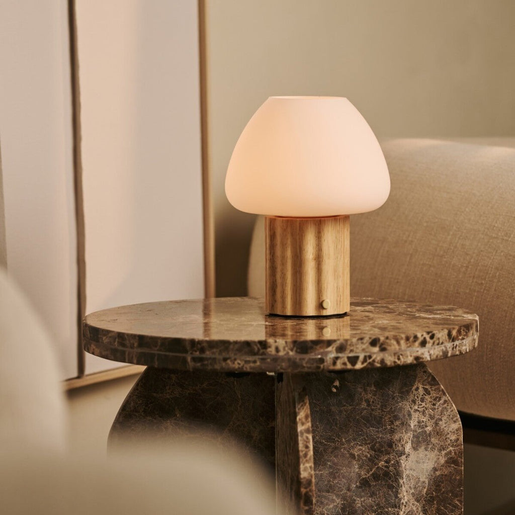 Sophie Light Brown Rechargeable Table Lamp | Modular Lampshade, Dimmable & 3 Light Colors