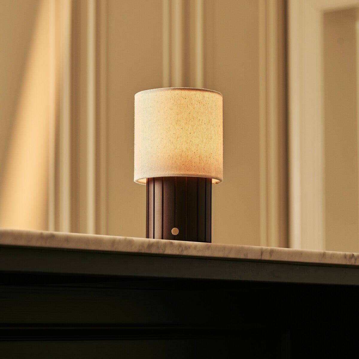 Donnée Dark Brown Rechargeable Table Lamp | Cordless, 3 Light Modes & Linen Blend