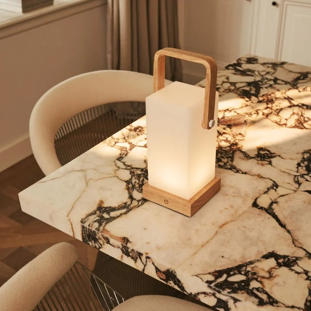 Harper Lichtbruine Houten Lamp | Draagbaar, oplaadbaar en veelzijdig