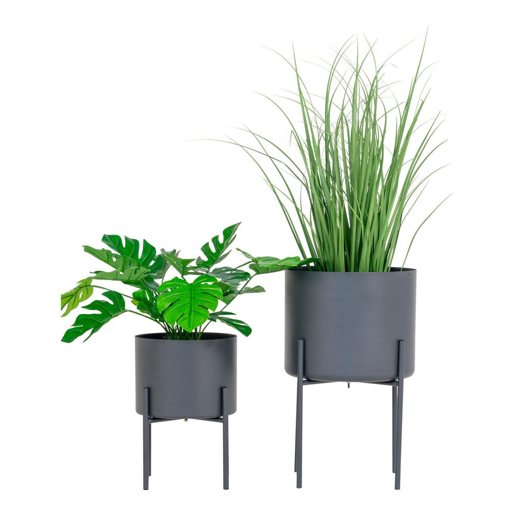 Pavia Bloempotten - Grijs, Staal - Set van 2