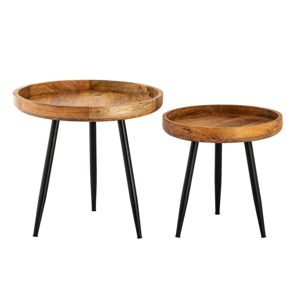 Bijzettafel hout rond Ø 40 of 50 cm Vancouver salontafel woonkamer tafel metalen metalen voet zwart mat