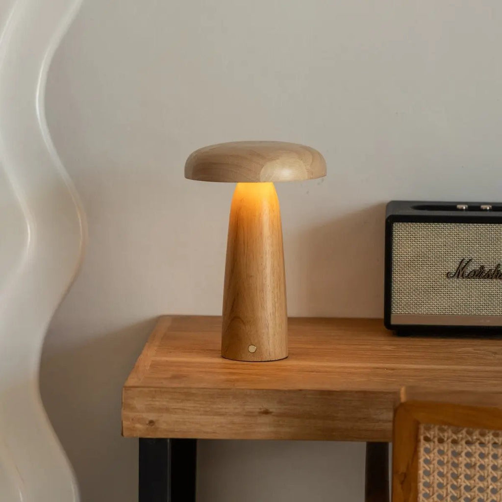Lennart Lichtbruine Houten Tafellamp | Oplaadbaar, draadloos en dimbaar