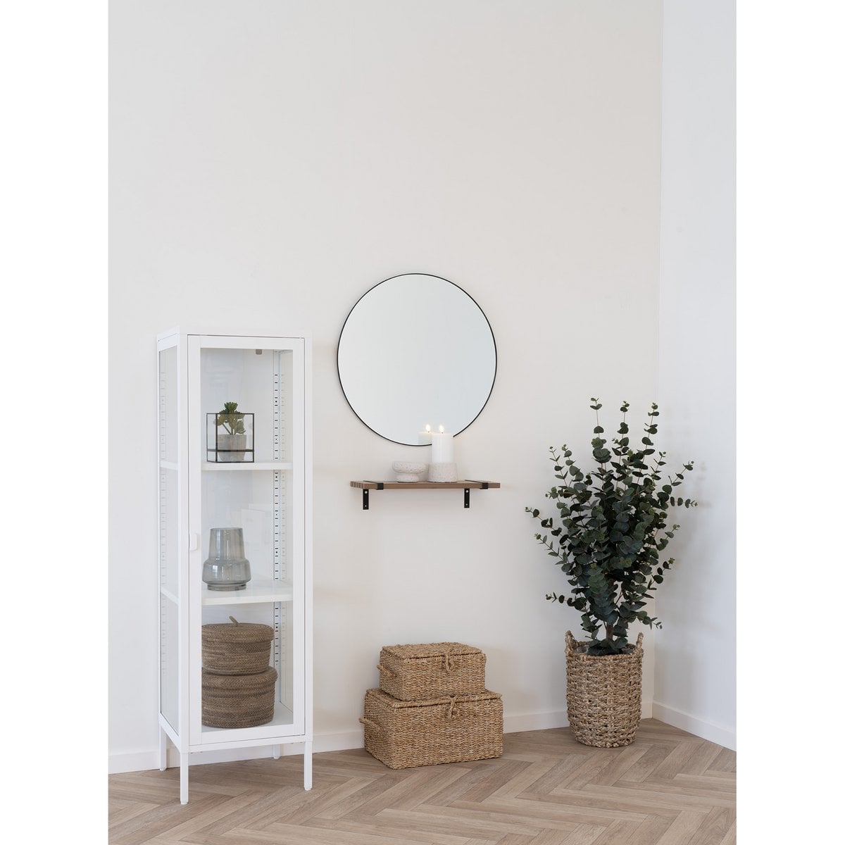 Luxor wandplank - Natuurlijk/zwart, MDF/Ash -fineer/metaal, 50x15x10 cm