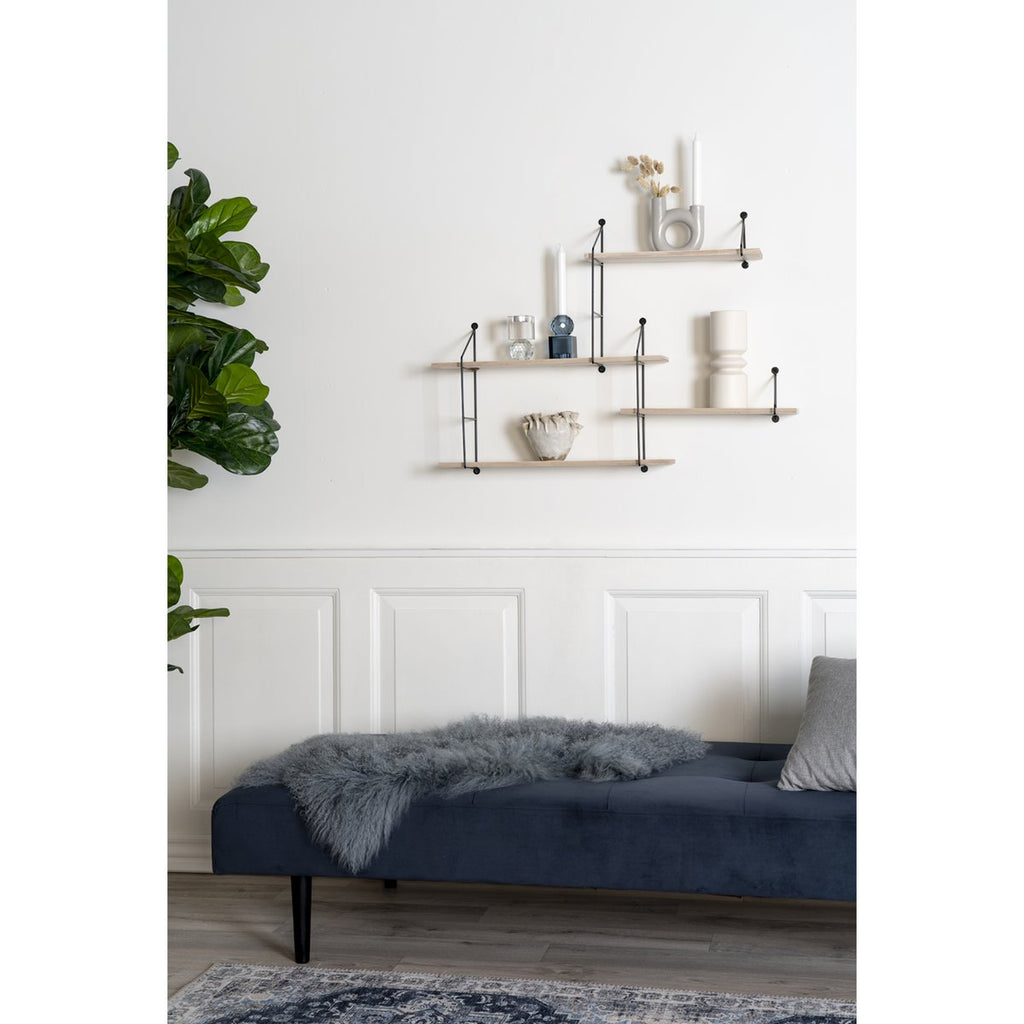 Harlem Plank - Staal, Paulownia, Zwart/Natuurlijk - 99x17.5x62 cm