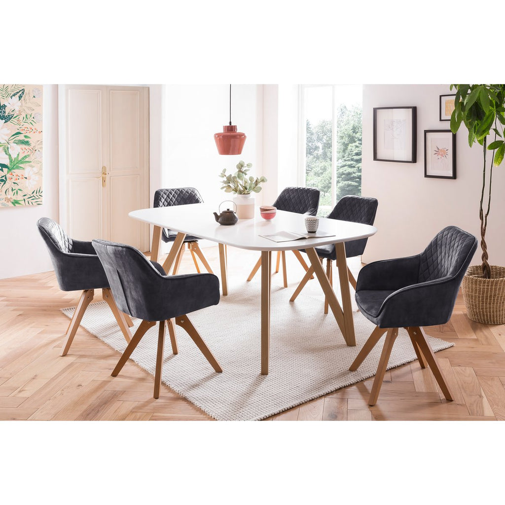 Eettafel 140x90x76 cm wit eiken