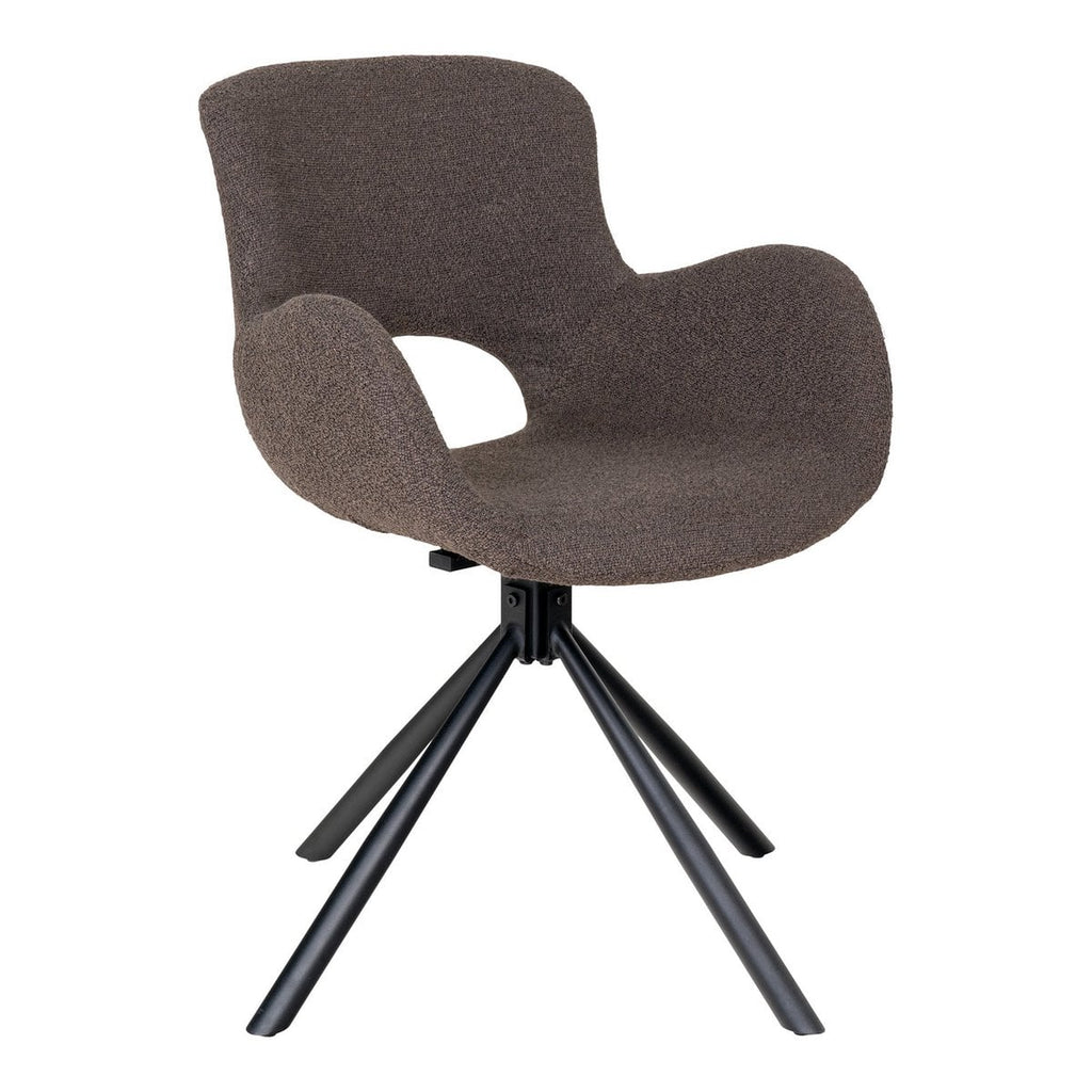 Amorim Eetkamerstoel - Paddestoel Bouclé, Zwart Draaivoet - Set van 2