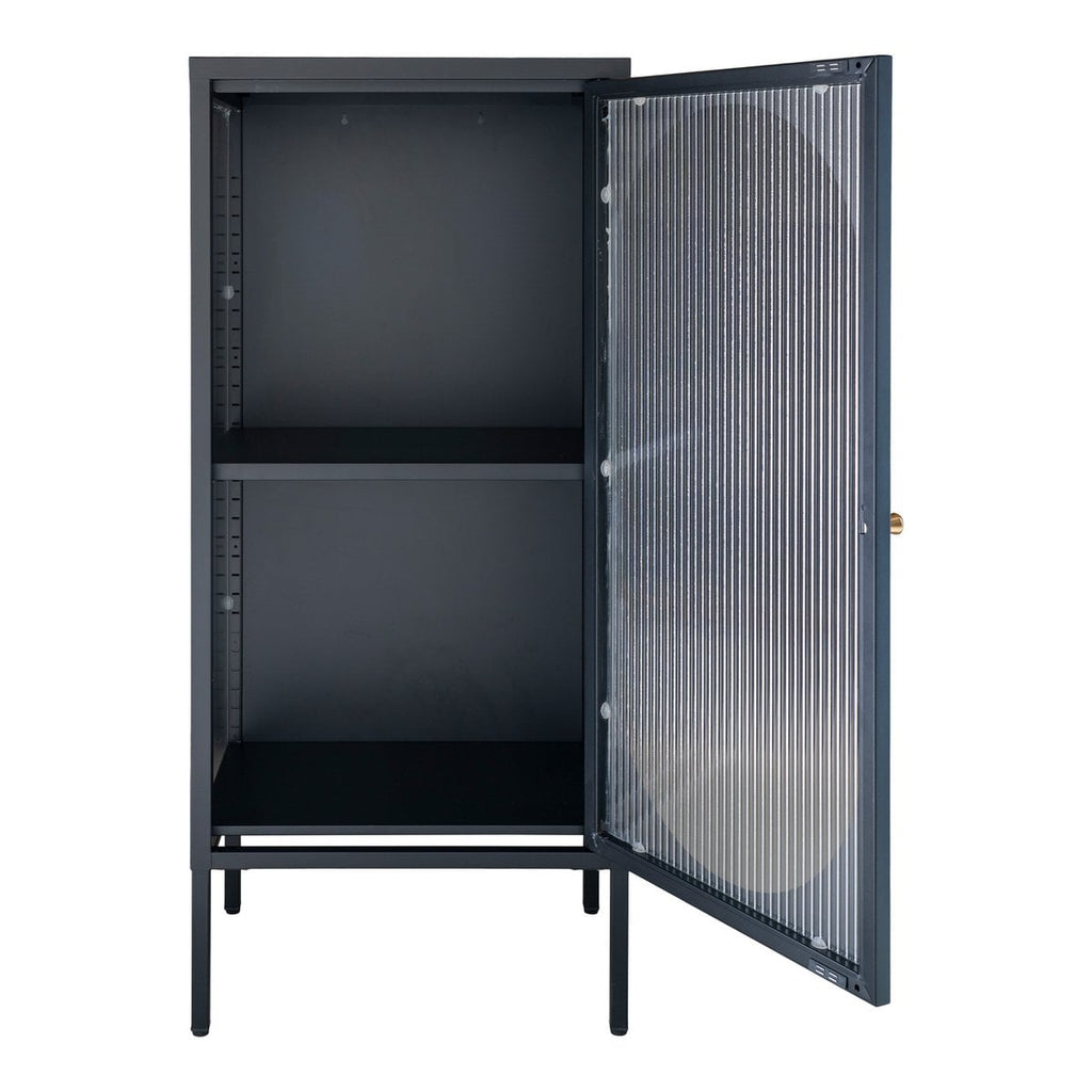 Adelaide Vitrinekast - Zwart, Staal/Glas, 50x35x110 cm