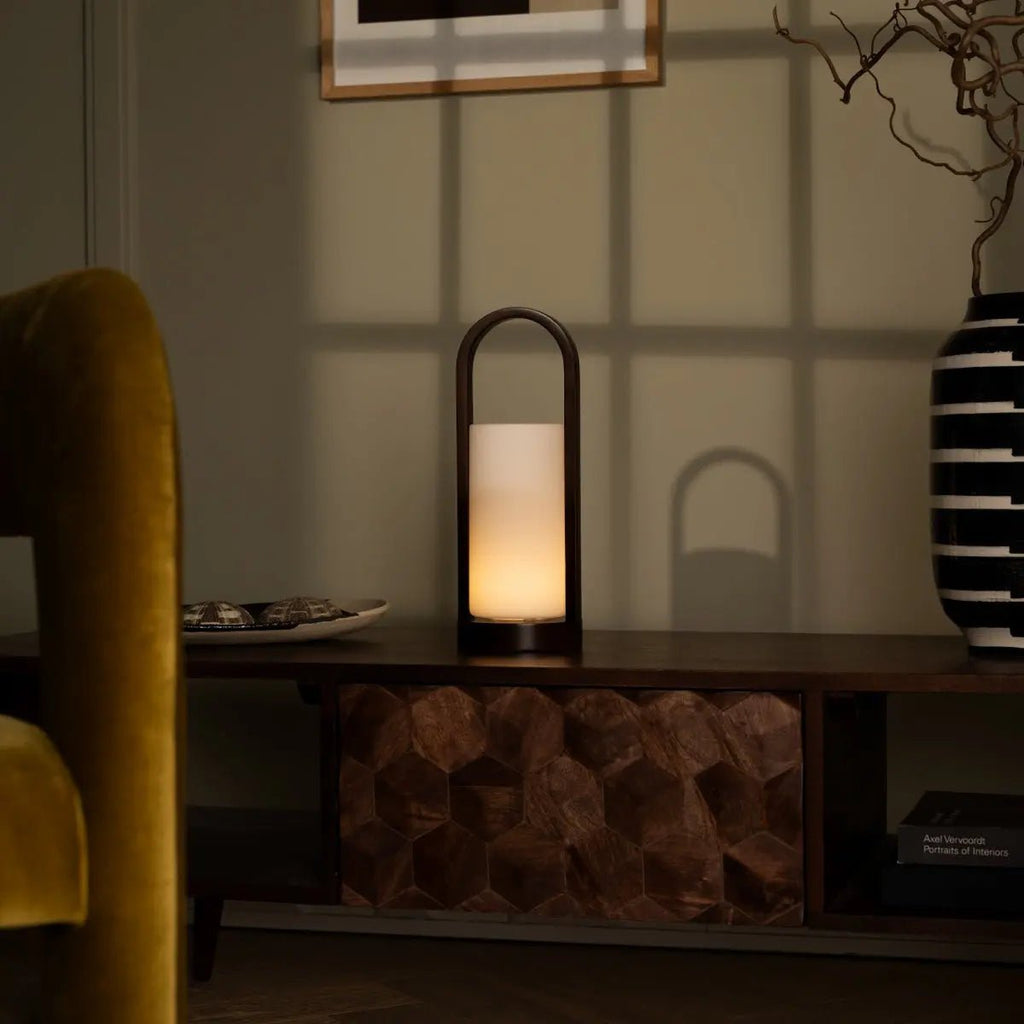 Evie Donkerbruine Oplaadbare Houten Tafellamp | Dimbaar, draadloos en 3 lichtmodi