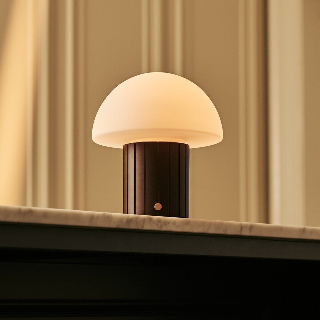 Siebe Dark Brown Rechargeable Table Lamp | Dimmable, Modular Lampshade & 3 Light Colors