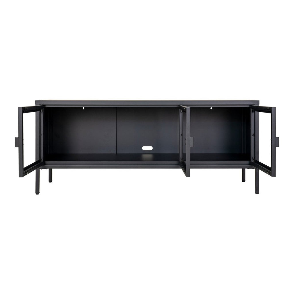 Brisbane TV-meubel - Zwart, Staal/Glas, 130x40x55 cm