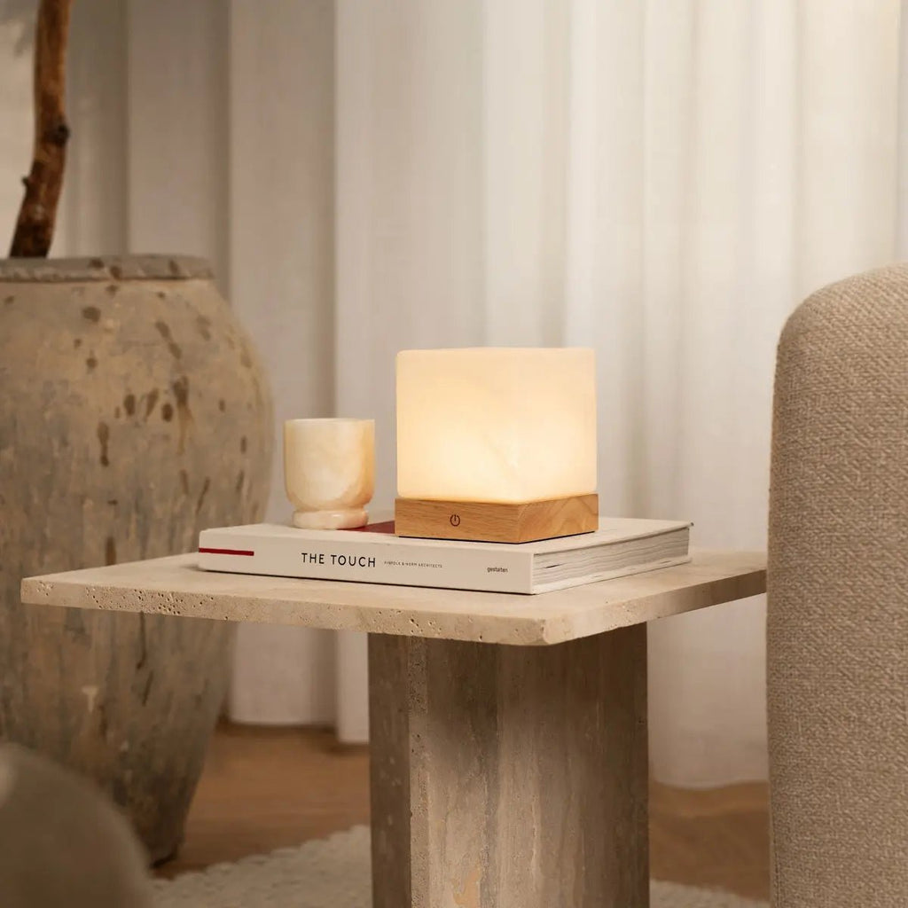 Yce Lichtbruine draadloze houten lamp | Oplaadbaar, dimbaar en batterijduur van 100 uur