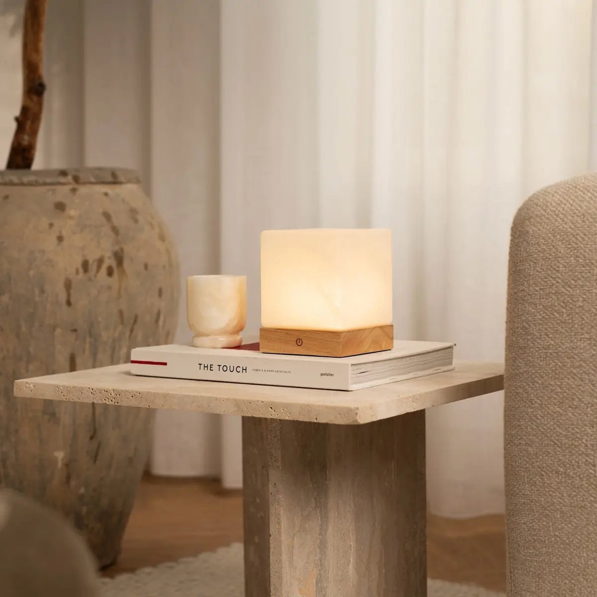 Yce Lichtbruine draadloze houten lamp | Oplaadbaar, dimbaar en batterijduur van 100 uur