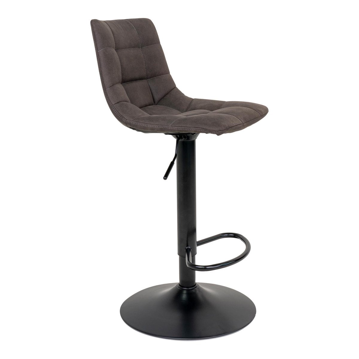 Middelfart Barstoel - Donkergrijs, Microvezel, Zwarte metalen poten, 43x43x88/108cm - set van 2
