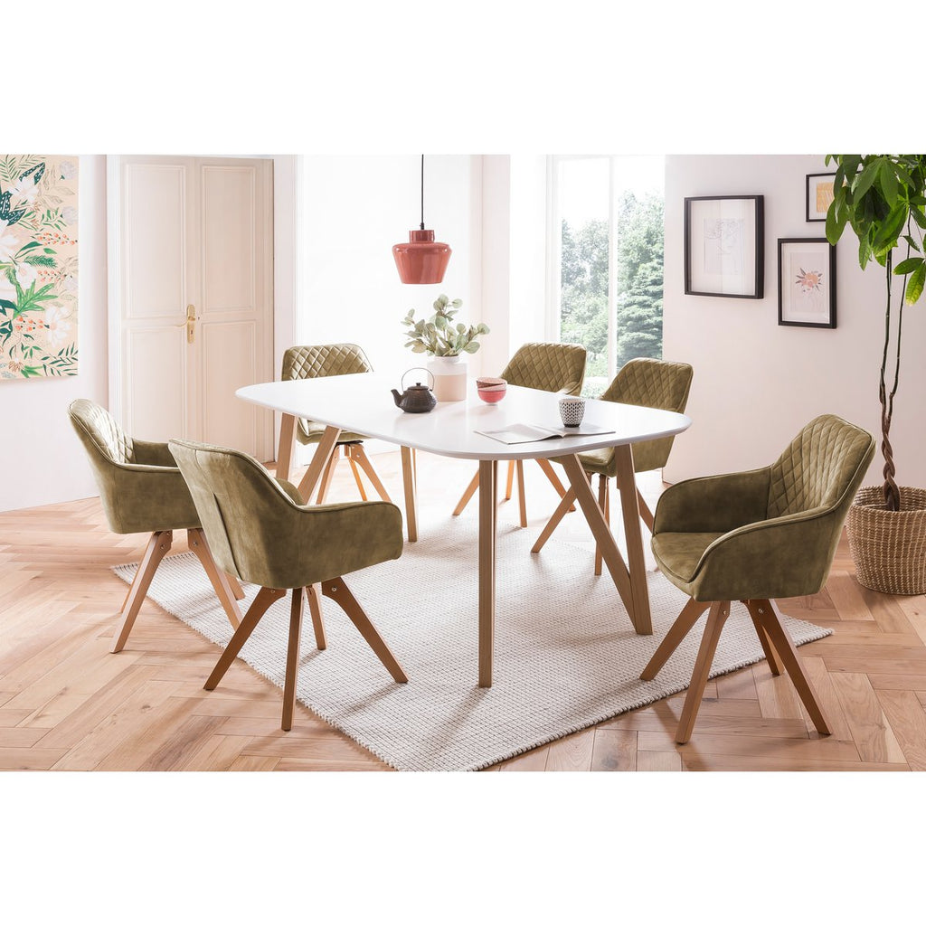 Eettafel 140x90x76 cm wit eiken