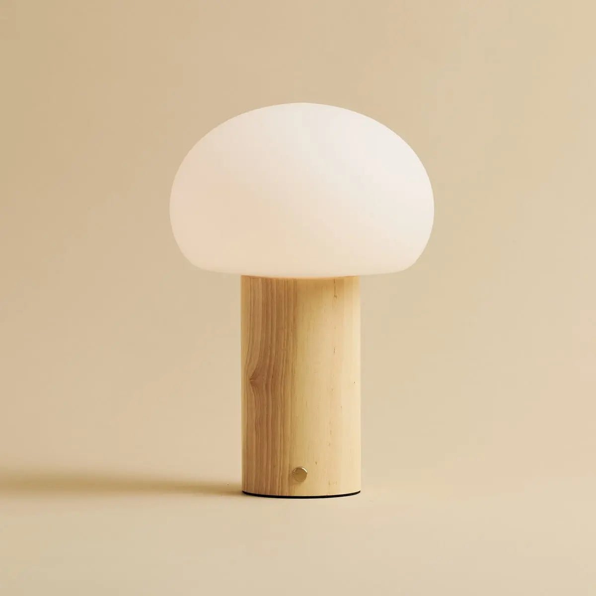 Sam Lichtbruine Houten Tafellamp | Glas, oplaadbare batterij en veelzijdig