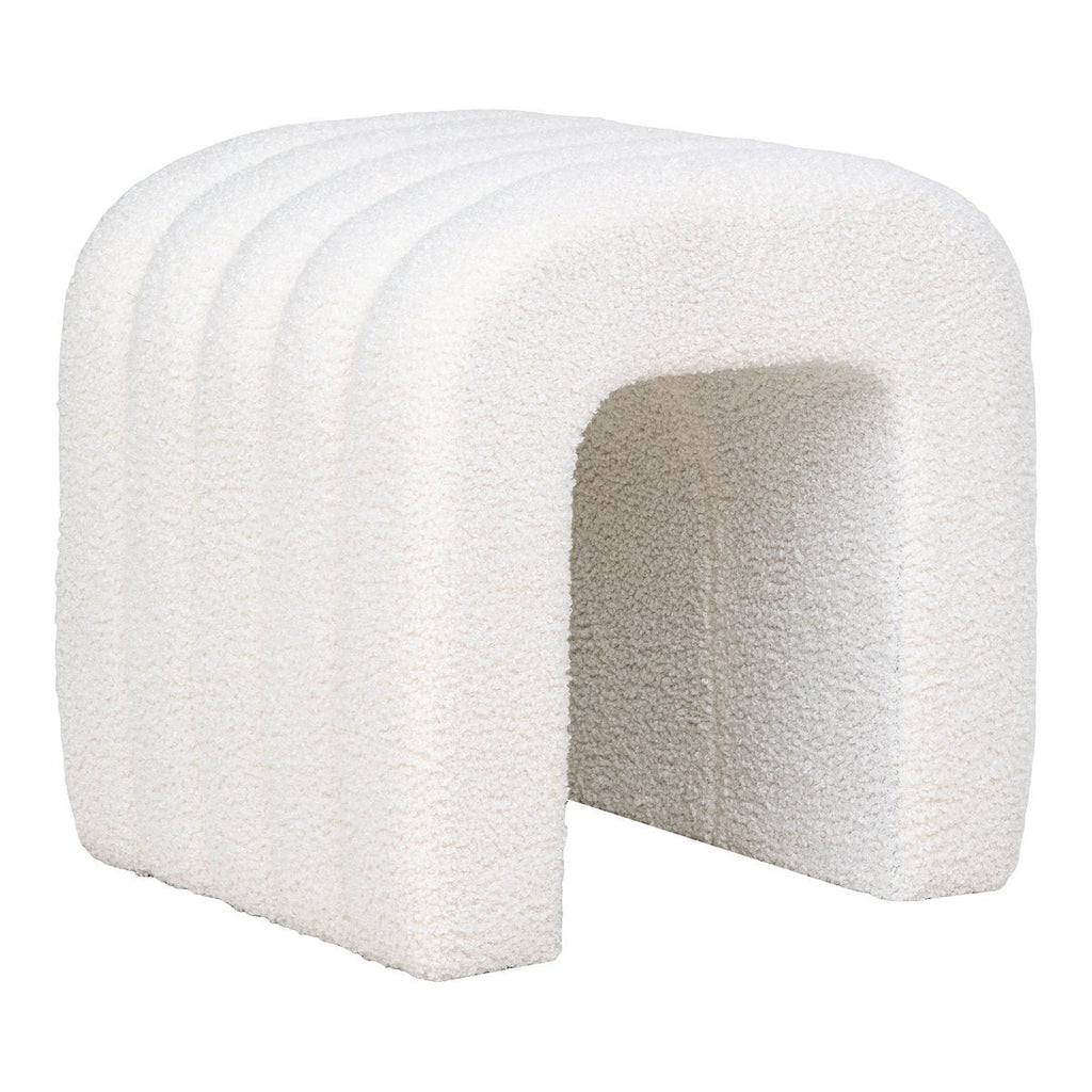 Colma Poef - MDF, Grenenhout, Schuim, Polyester, Wit - 41x36,5 cm