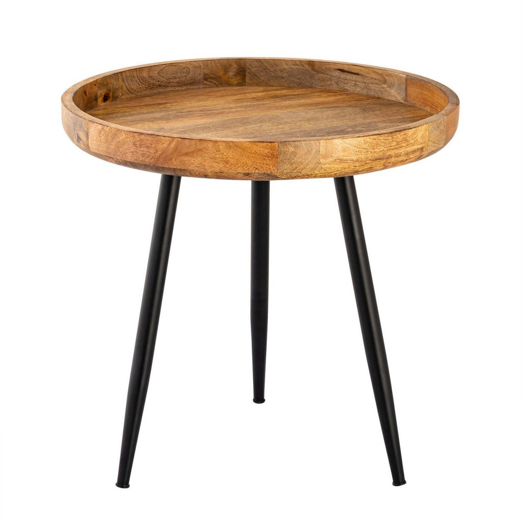 Bijzettafel hout rond Ø 40 of 50 cm Vancouver salontafel woonkamer tafel metalen metalen voet zwart mat