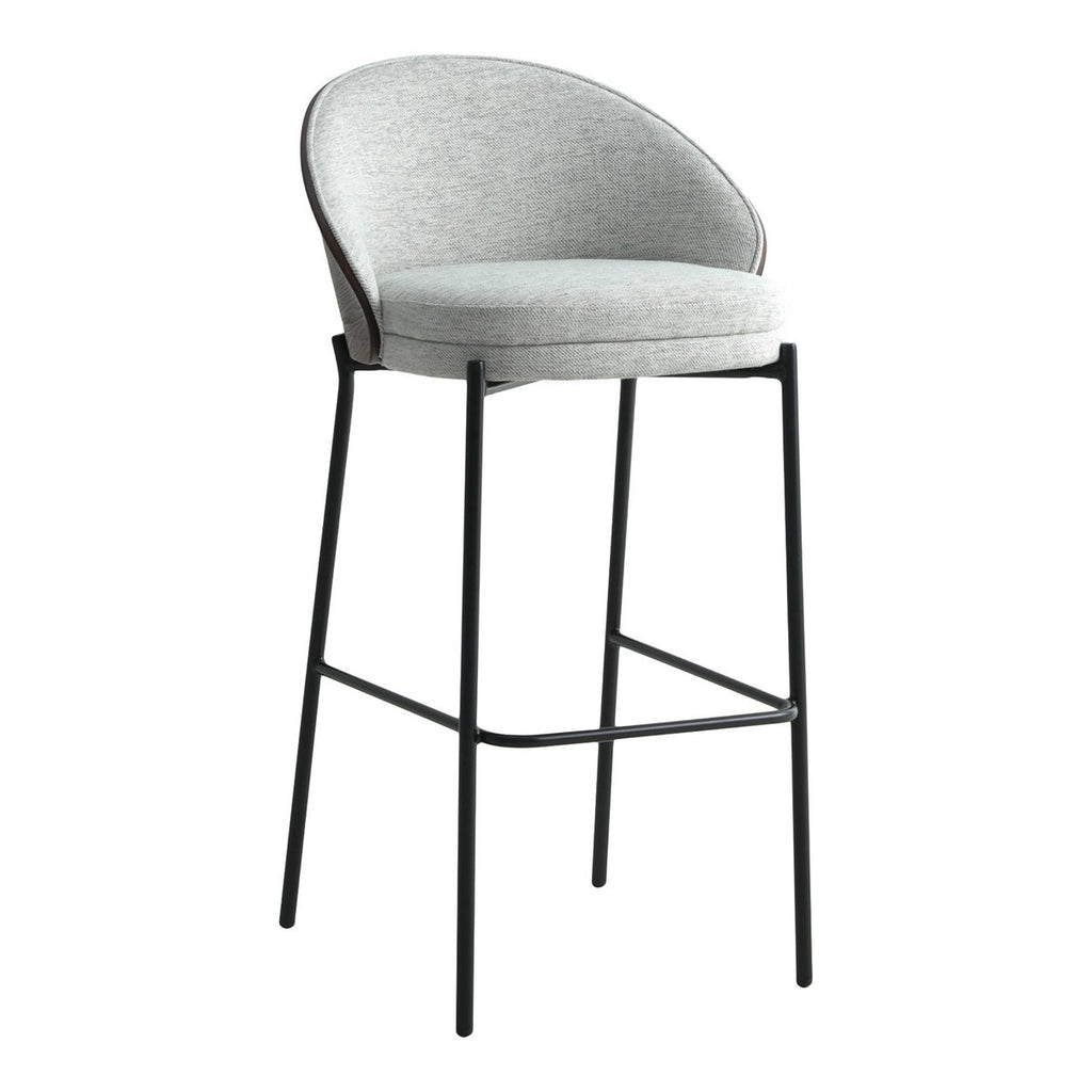 Canelas Barstoel - Lichtgrijs/donkerbruin, MDF/polyester/staal - Set van 2