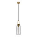 Luton hanger - messing, helder glas, Ø13 cm, 150 cm stoffen koord