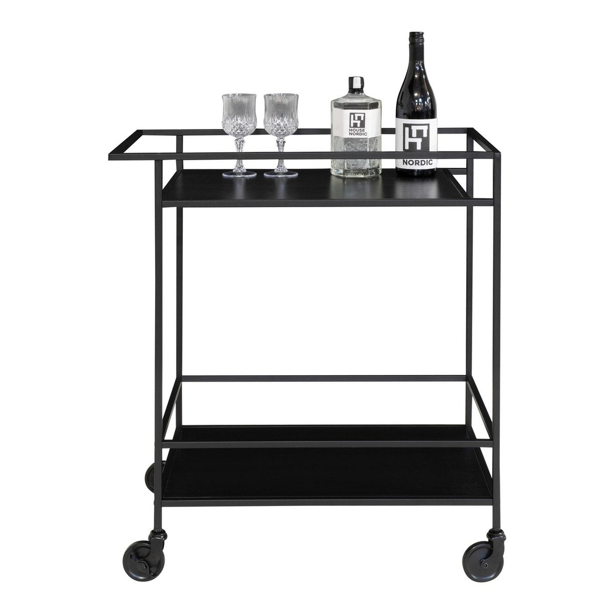 Vita Bar Trolley - zwart, staal, 68x40x79cm