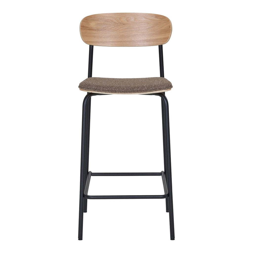 Estepona Counter Chair - Natuur/Bruin/Zwart, Staal, Polyester, Multiplex, 49x42,5x95cm - set van 2
