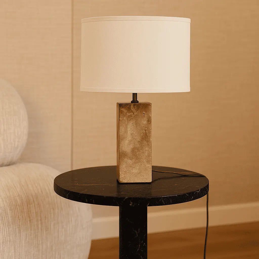 Rosie travertijnlamp | Katoenen kap en elegant ontwerp