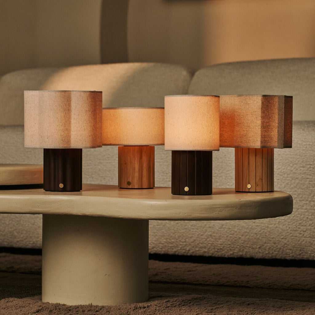 Channa Dark Brown Rechargeable Table Lamp | Linen Blend, Stylish & Functional